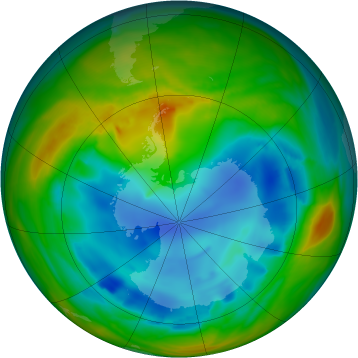 Antarctic ozone map for 31 July 2007